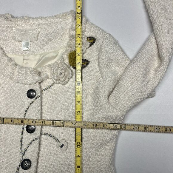 Nick & Mo Anthropologie Button Up Floral Ruffle Blazer Jacket - Picture 5 of 8